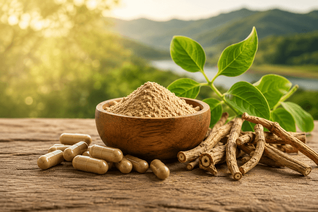 Ashwagandha Kapseln und Pulver Ashwagandha Kapseln und Pulver